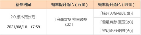 「白鹭霜华・神里绫华(冰)」概率 UP！-第2张图片