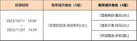 「劫中泛滥」祈愿：「寂罪的密使・莱欧斯利(冰)」概率UP！-第2张图片