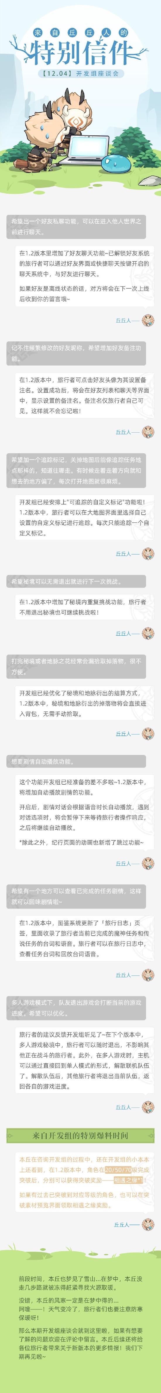 1.2版本角色突破送祈愿 原神12.04开发组座谈会-第1张图片