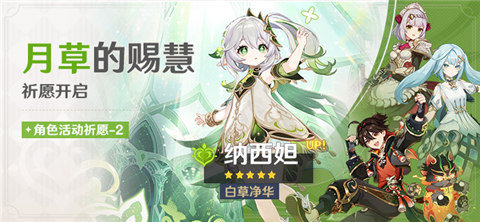 4.4版本「月草的赐慧」祈愿:「白草净华・纳西妲(草)」概率UP!-第1张图片 4.4版本「月草的赐慧」祈愿:「白草净华・纳西妲(草)」概率UP!-第1张图片